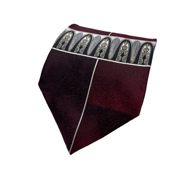 Stafford Executive Men's Red Geometric Classic Silk Necktie - Picture 7 of 7